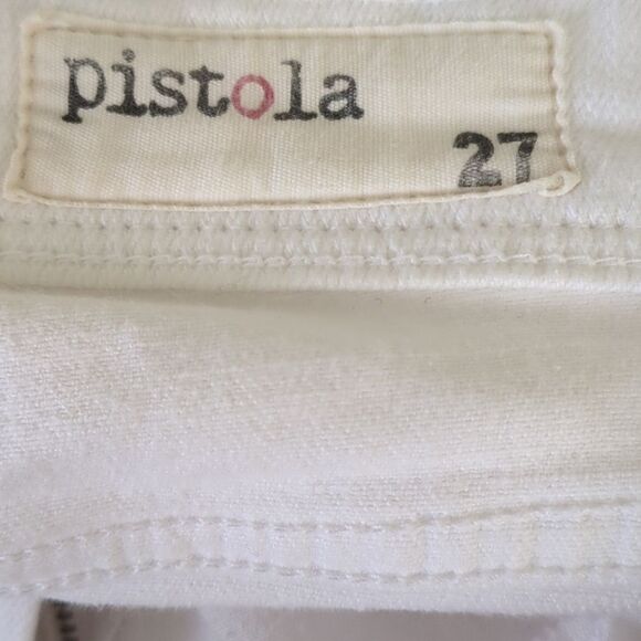 PISTOLA Tallis White Mid Rise Frayed Denim Jeans - Picture 4 of 11
